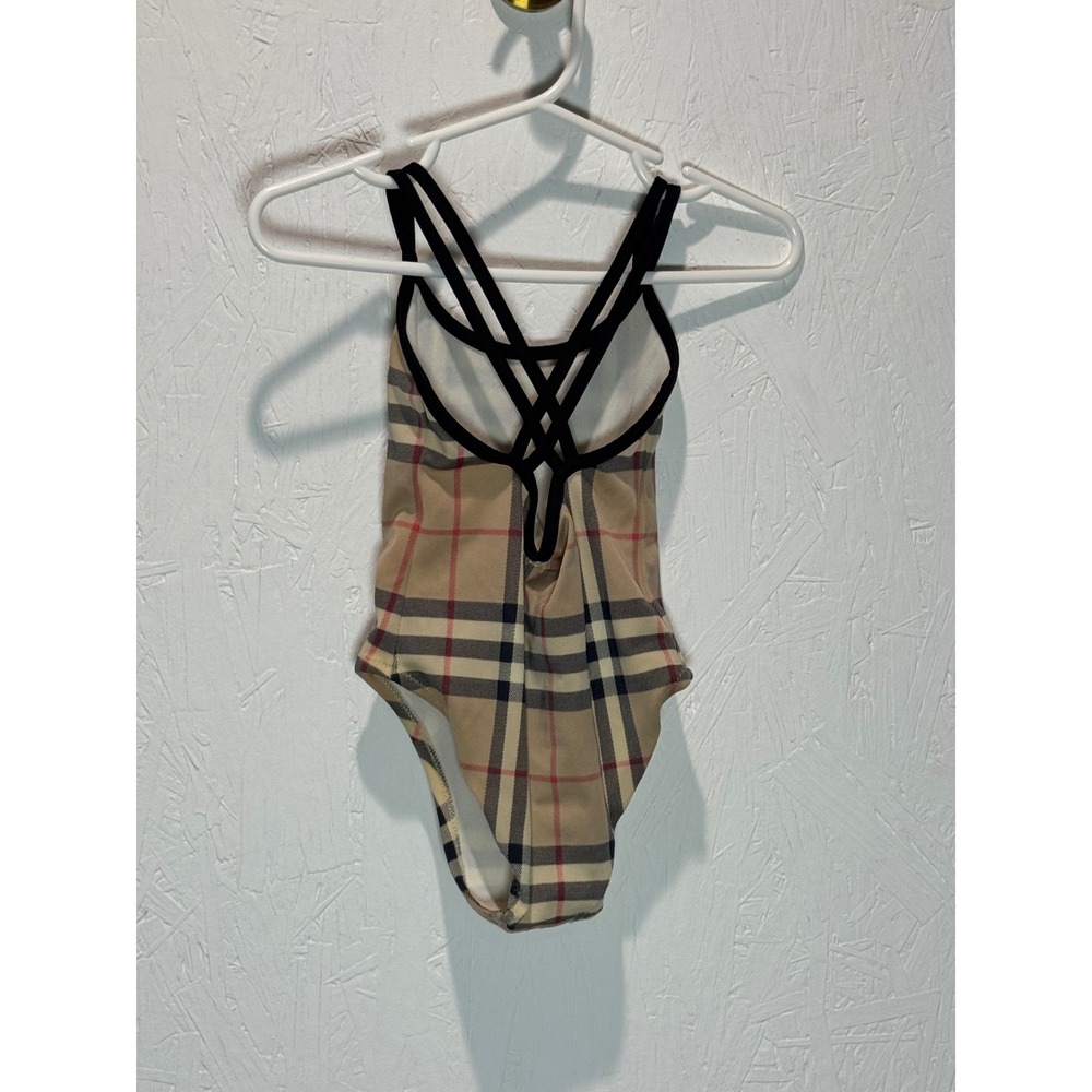 Burberry Kids Vintage Check One Piece Swimsuit Strappy Back Beige 2Y 92cm - Picture 2 of 5